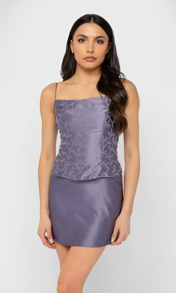 Purple Satin Mini Dress