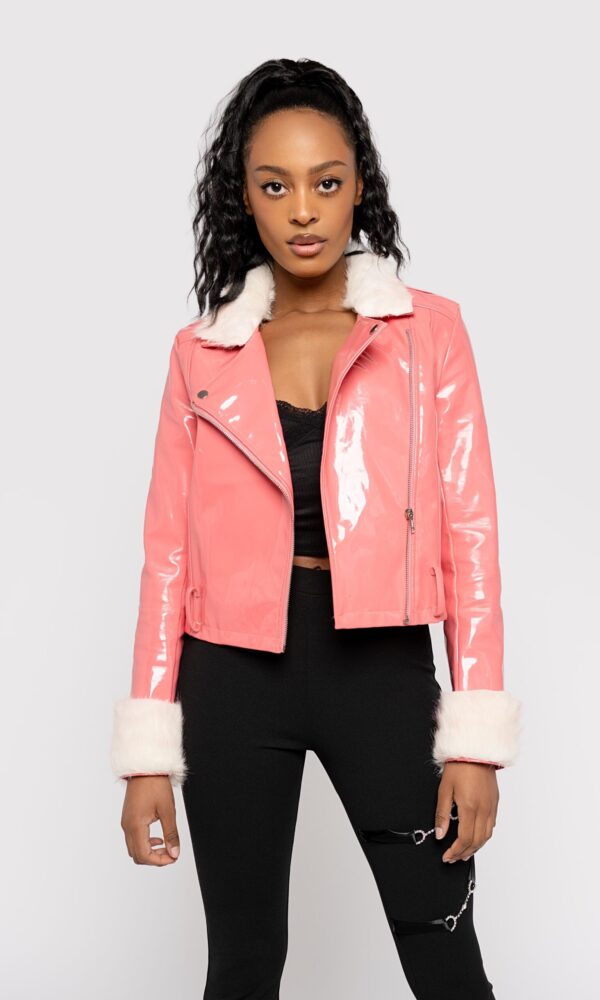 Pink Vinyl and Fur Jacket