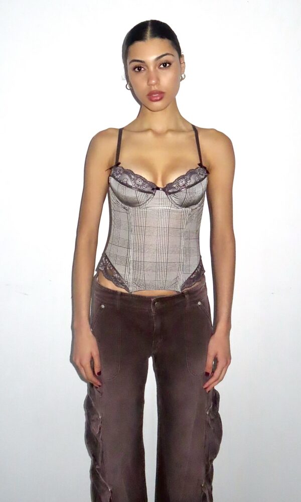 Brown Plaid Corset